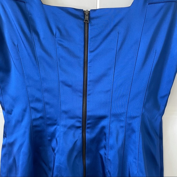 Jay Godfrey Royal Blue Satin Sleeveless Form Fitting Mini Dress Size 6 - Picture 7 of 8